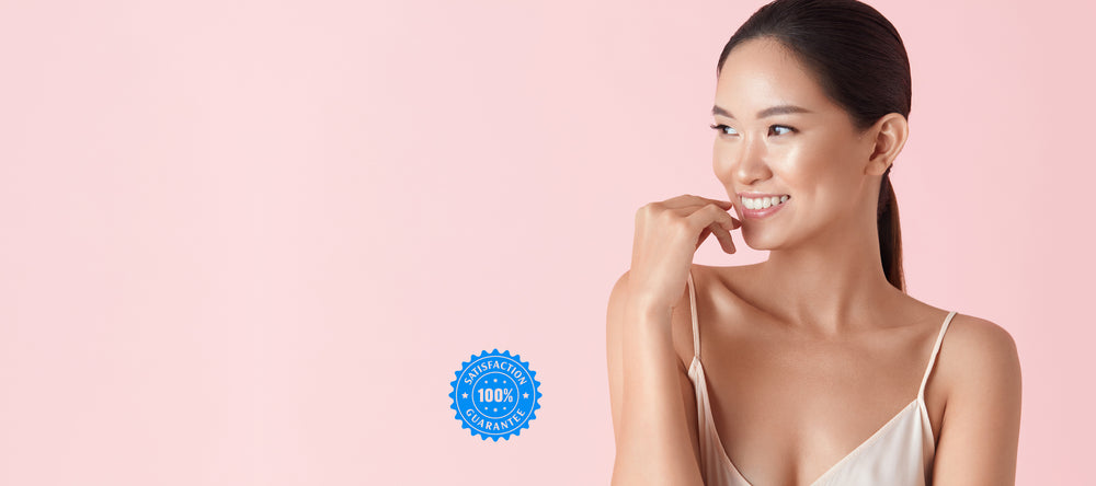 Home page banner image showing smiling young Asian woman with headline: "Start Your Inside Out Beauty Ritual: Skin Health Made Simple" with button link to Skin Health Collection page.